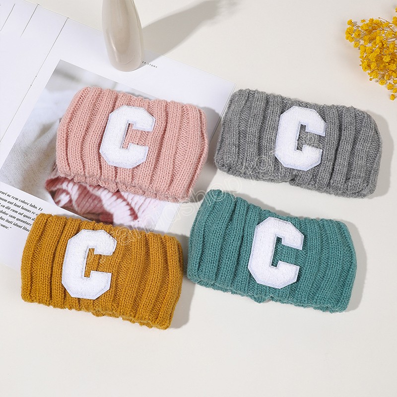 Letter Embroidery Knitted Headbands Wide-sided Elastic Hairbands Fashion Hair Accessories Outdoor Sports Turban Headwrap