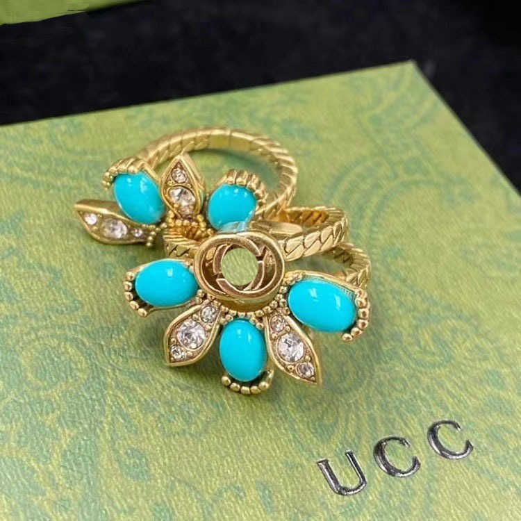 10% OFF 2023 Jewelry ed Piece Double Flower Rhinestone Necklace Earrings Brass Fashion Versatile Chain333A