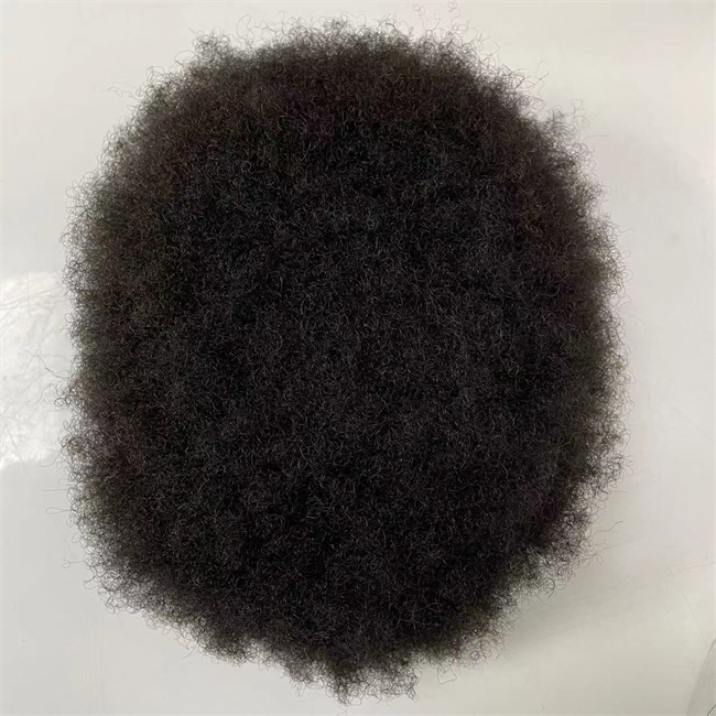 Brasiliansk jungfrulig människolit 4mm rot afro 8x10 fulla pu toupees för svarta män