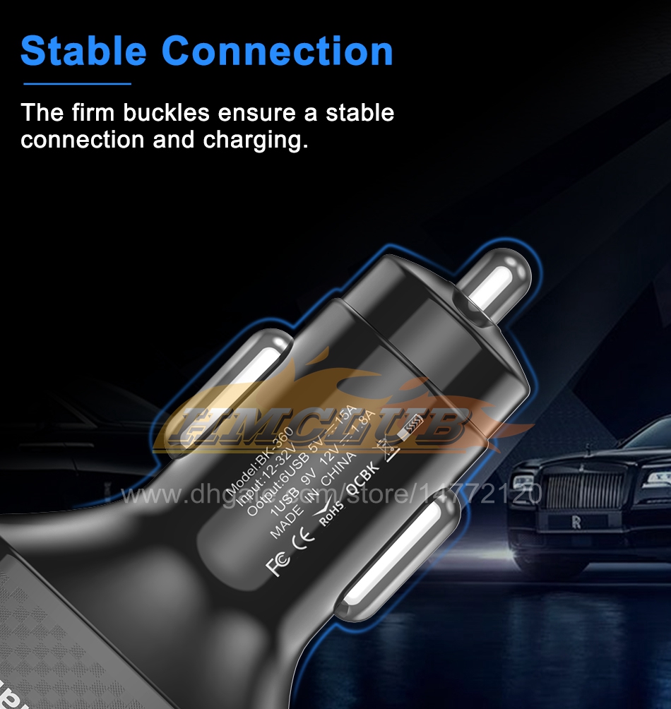 CC171 75W 자동차 충전기 퀵 충전 3.0 6 포트 USB 충전기 iPhone 13 12 Pro Samsung Xiaomi 휴대용 휴대 전화 충전기