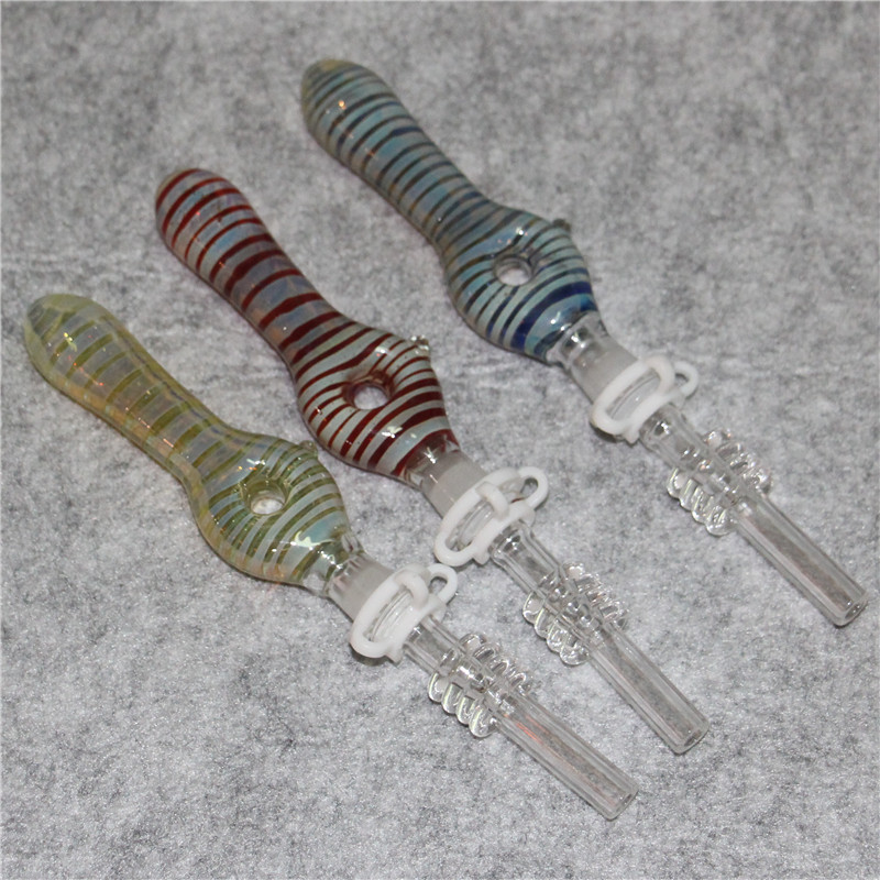 Tubería de néctar de vidrio de ganchas con puntas de cuarzo bongs bongas tuberías de agua concentrada plataformas de aceite de paja