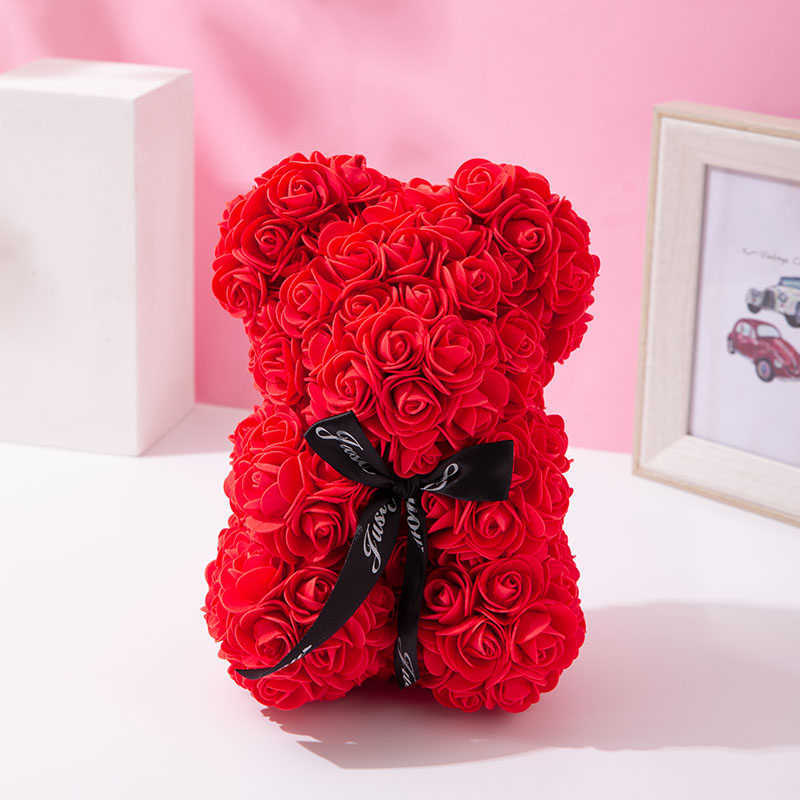 Torkade blommor björn rose neddy blomma diy valentins dag gåva present ge den till din flickvän y2212