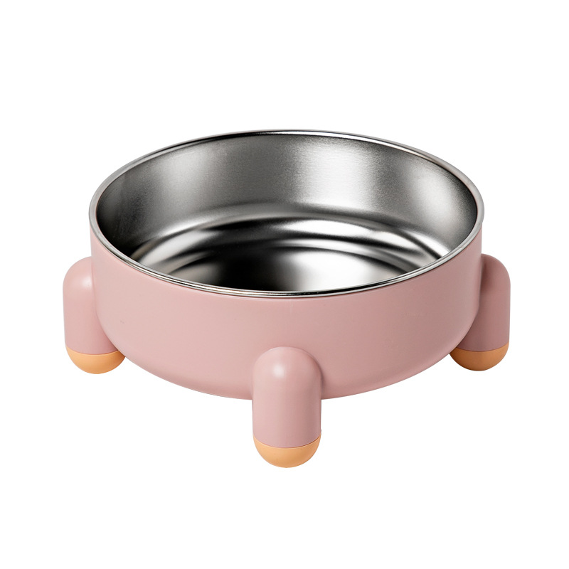 Other Dog Supplies Stainless steel dogs bowls antiskid cat anti overturn pet bowl non black chin high leg bowl