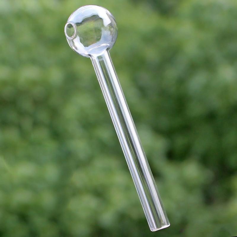 Pipes pour fumer Paille de verre à tête ronde Tuyau antidéflagrant résistant à la température de boisson en verre borosilicaté élevé transparent