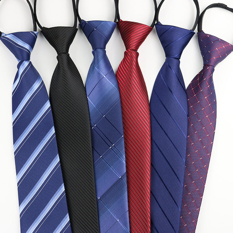 Heren Tie Blue Business Striped Lazy Zipper Ties Wholesale Pull Peeling Manufacturer