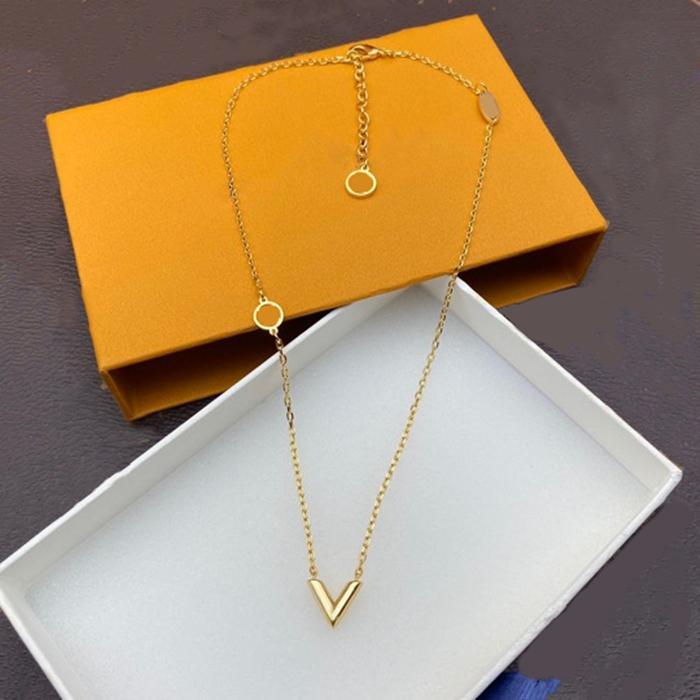 Luxury Fashion Choker L Necklace Designer Jewelry Wedding Diamond 18K Gold Plated Platinum Letter pendants with box258T