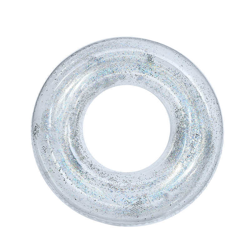 Gilet de sauvetage bouée gonflable piscine flotteur tube anneau de natation transparent avec paillettes scintillantes colorées pour enfants et adultes couleur aléatoire HA T221214