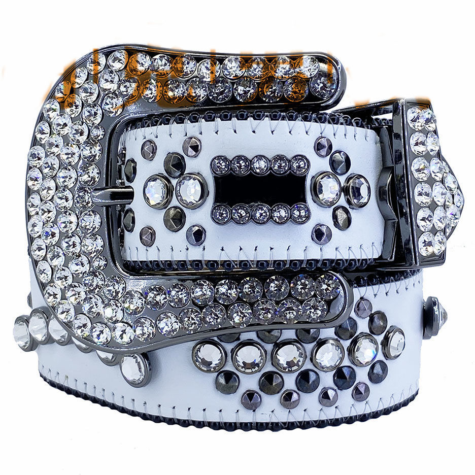 Special Crystal Designer Belt Mens Wide Belt Cowboy Bling Crystal Leather Cinturon Justerbar spännebredd 2023 Classic Skull Lux305T