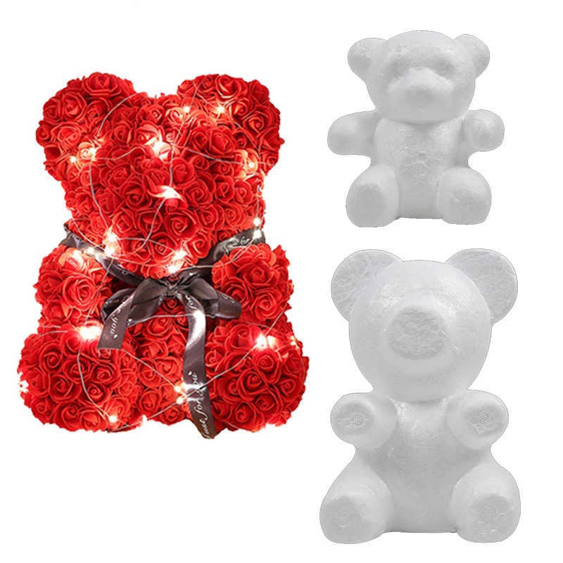 Flores secas Espuma Oso de peluche de rosas Molde Artesanía de bricolaje para la decoración de la fiesta de cumpleaños de la boda Regalo del día de San Valentín Poliestireno Espuma de poliestireno Y2212