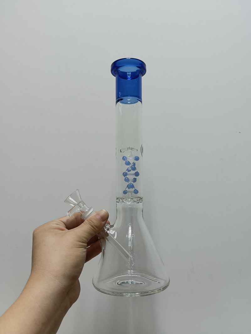 Copo de vidro azul Bong Hookahs DNA Dab Rig Percoladores Reciclador de água Bubbler Shisha com acessórios para tigela