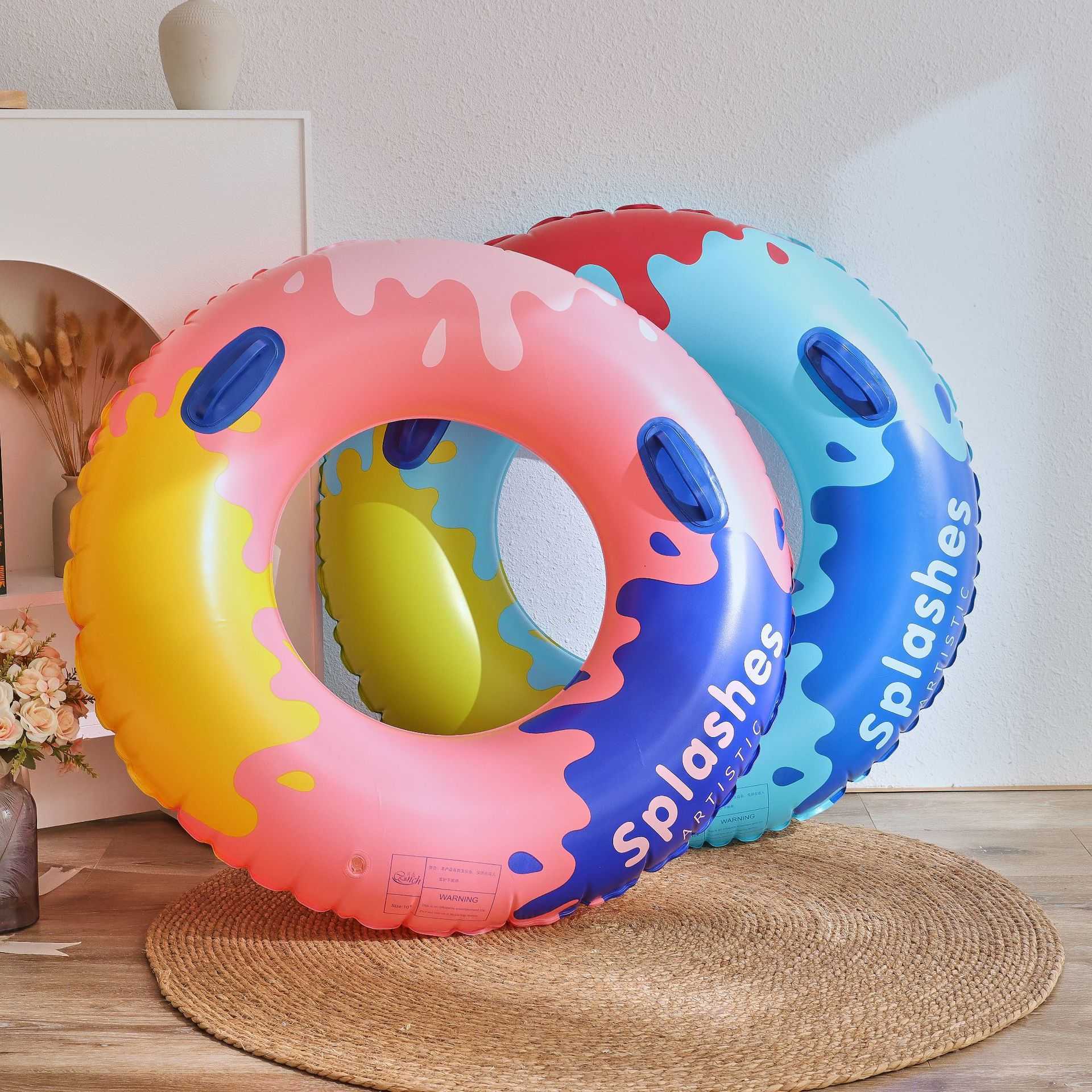 Life Vest Buoy Splash Ink Art Swimming Pool Foats Swimming Ring Adult Child Inflatable Pool Tube Giant Float Boys Girl Water Fun Toy Swim Laps T221215