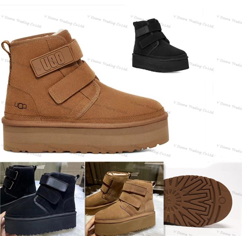 

aus winter snow boots designer winter boot ugglies australia classic women men booties brand ankle platform boot ultra matte sheepskin uggit, Black