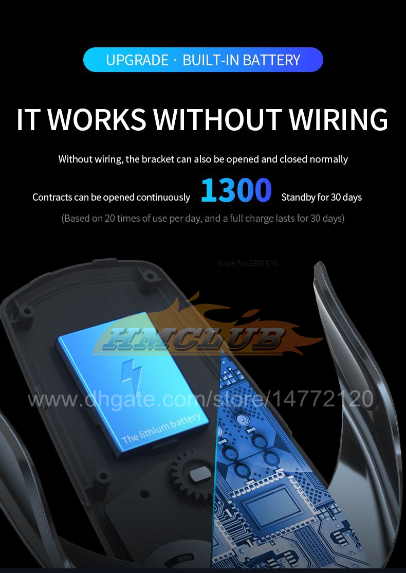 Benz Kablosuz Şarj Cihazı için Mercedes-Benz için CC204 Araba Telefon Tutucusu, iPhone Samsung için Yerleşik Pil Otomatik Kelepçesi