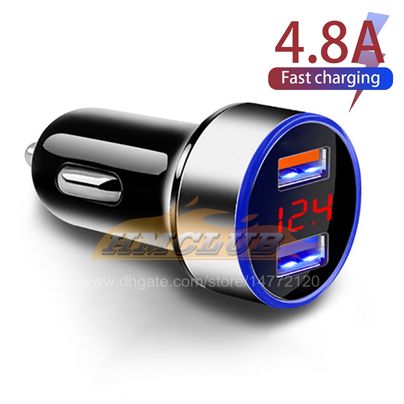 CC152 4.8a 5V-Auto-Ladeger￤te 2 Anschl￼sse Schnelles Laden f￼r Samsung Huawei iPhone 11 8 plus Universal Aluminium Dual USB-Car-Charger-Adapter