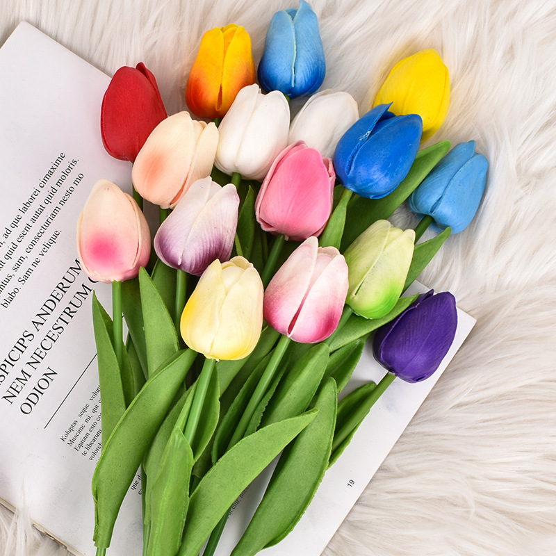 Flor artificial de 30 cm de Tulip Pu Buquê Real Bouquet Flores falsas para decoração de casamento Festa de primavera Diy Home Garden Supplies