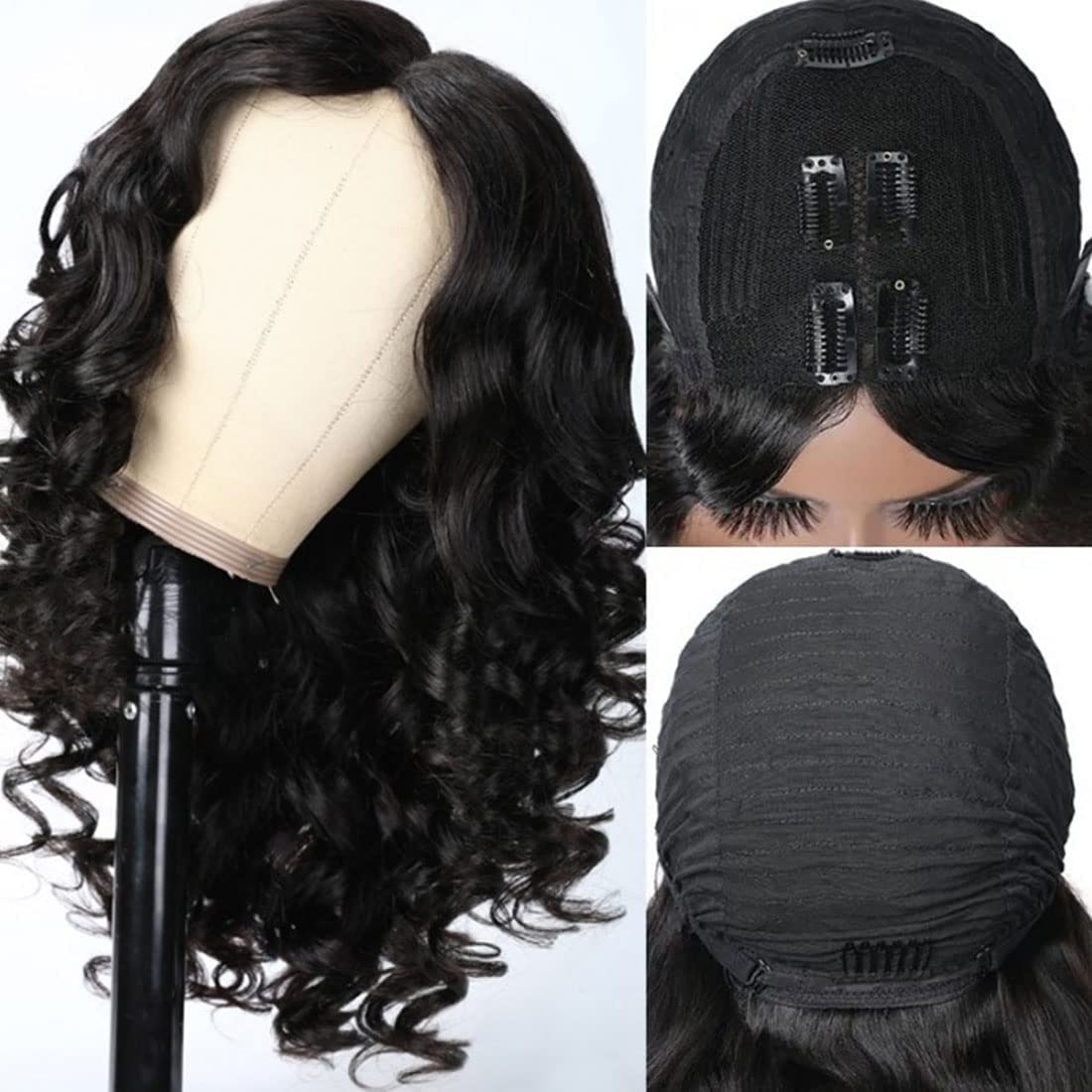 12A Body Wave V parte peluca cabello humano sin dejar de lado mejora U partes pelucas pelo pequeño frente de encaje mojado ondulado para mujeres negras 14 pulgadas