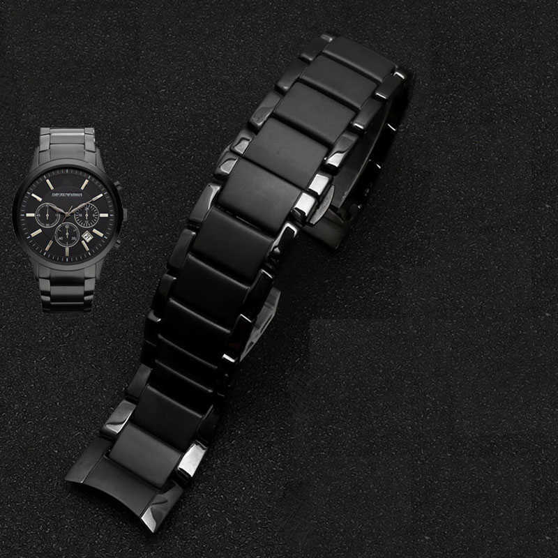 Pulseiras de relógio de alta qualidade pulseira de cerâmica para AR1451 AR1452 AR1400 AR1410 pulseiras de relógio com fecho borboleta de aço inoxidável 22mm229T