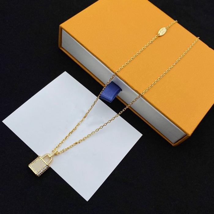 Luxury Fashion Choker L Necklace Designer Jewelry Wedding Diamond 18K Gold Plated Platinum Letter pendants with box258T