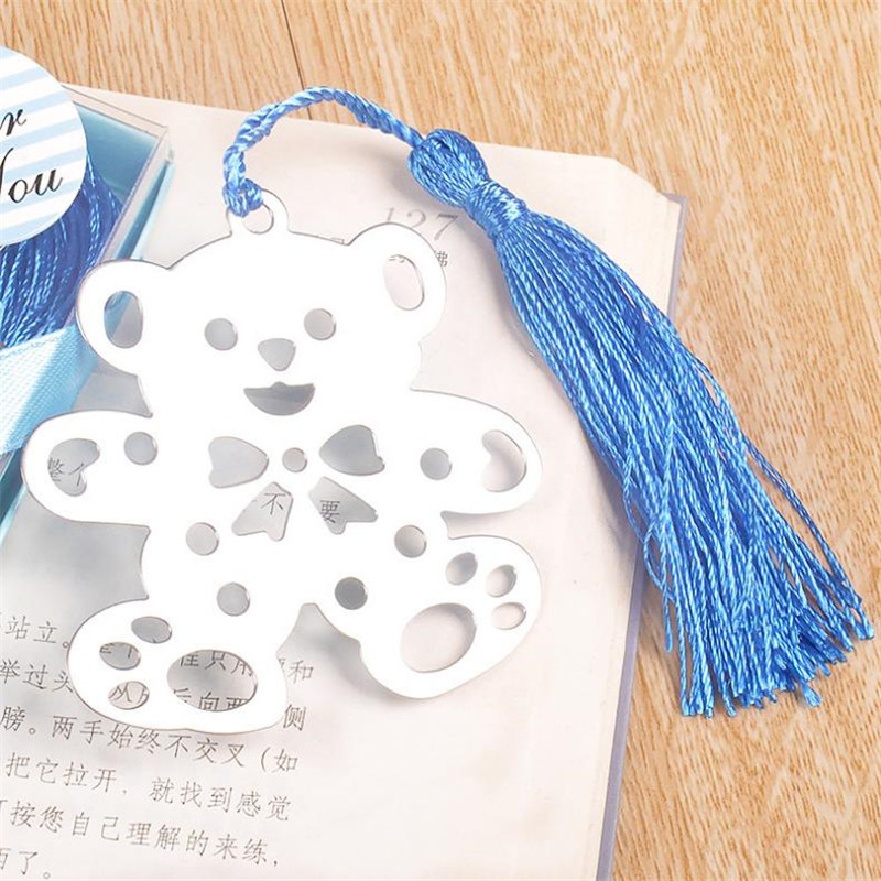 Bear Teddy Tasselbookmarks Çocuk Bebek Duş Regalos de Boda Paralos Invitados Düğün iyilikleri ve Hediyeleri Konuk