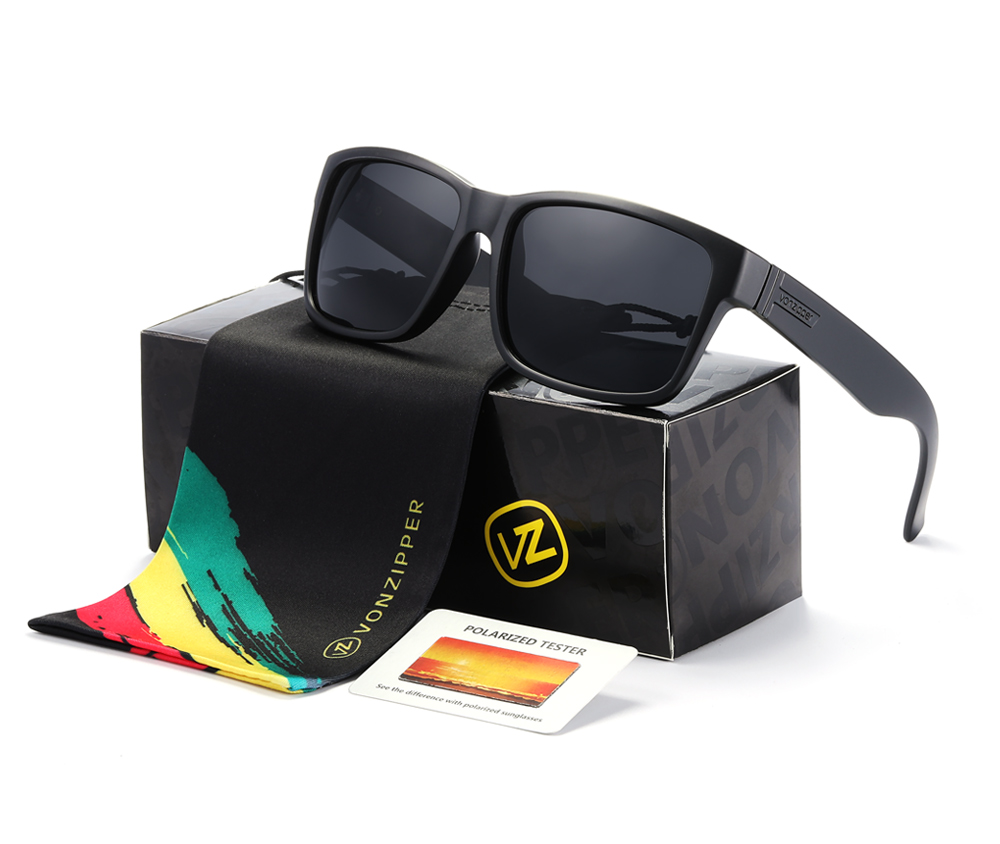 VZ Zipper Mens Sports Sun Glasses Square Frame Original Brand Polarised Solglasögon Fiskeparti Eyewear UV400 9 Färger med Case7527385