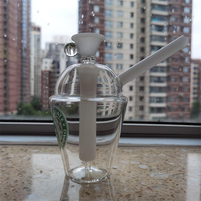 Mini Starbucks Cup Pipe da fumo alte 19 cm Dab Rigs 14,4 mm Bong di vetro inebrianti dimensioni del giunto