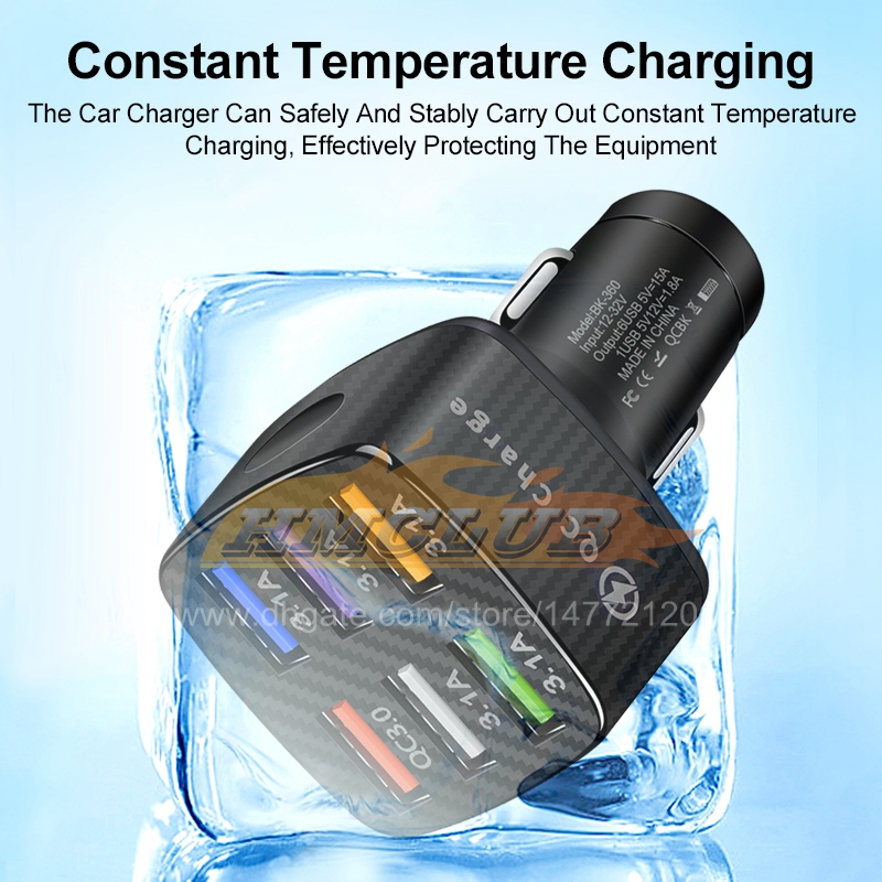 CC321 75W USB CAR CHARGER 6ポートカー電話充電器Quick Charg