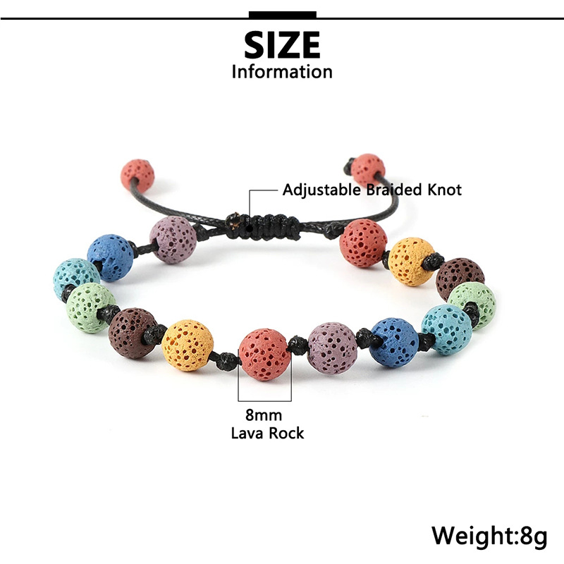 Colored Lava Stone Ethnic Bracelet Hand Weaving Adjustable Bracelets For Women Men Jewelry