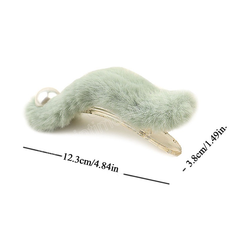 Large Duckbill Clip Plush Hair Claw For Women Girls Barrettes Solid Hairpin Pearl Ponytail Clips Winter Headwear Hair Accessories