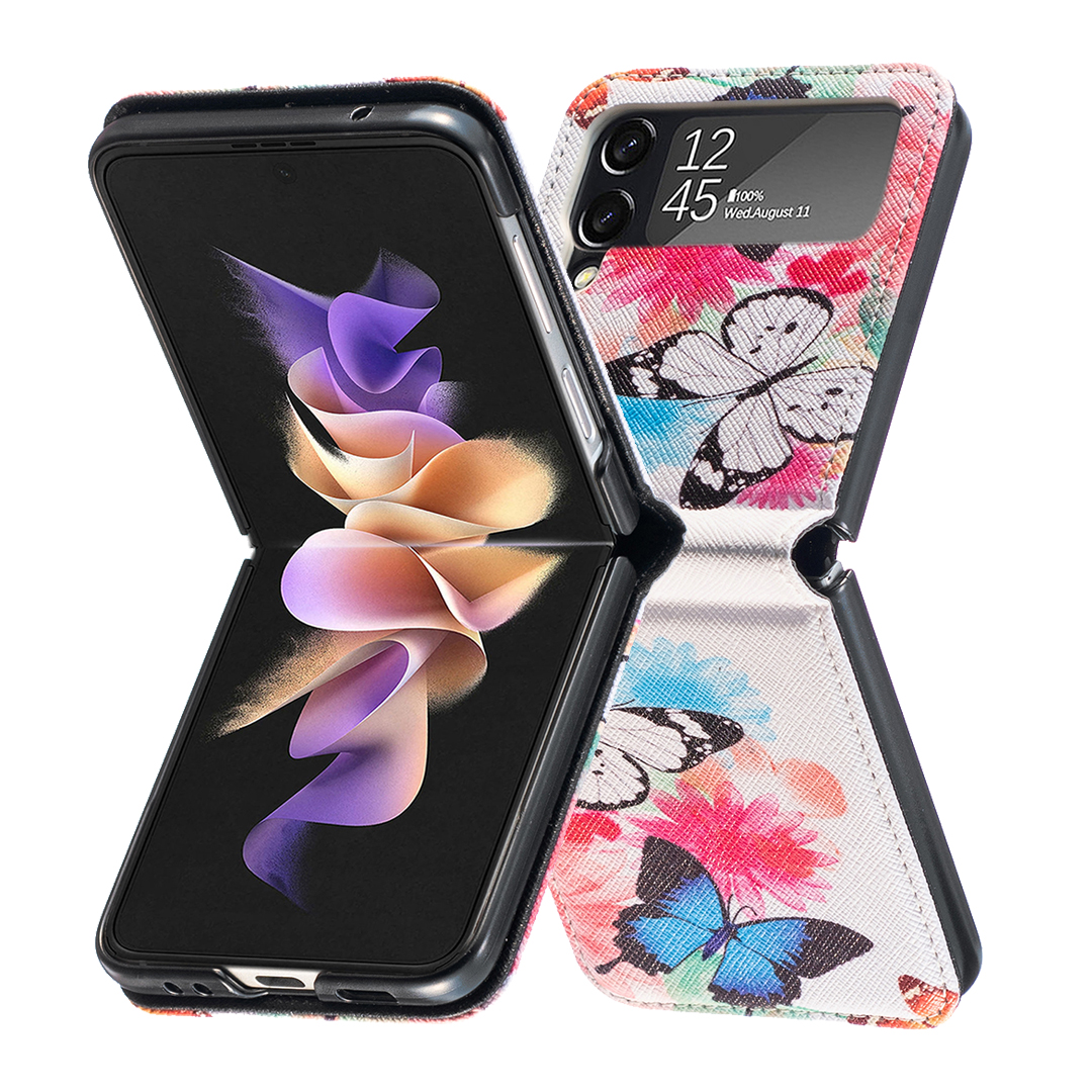 Samsung Galaxy Z Flip 4 3 Zflip4 Zflip3 Flip4 Moda Panda Kelebek Çiçek Ağacı Ayçiçeği Karikatürü Sevimli Flip Flip Cover Katlanır Poşet