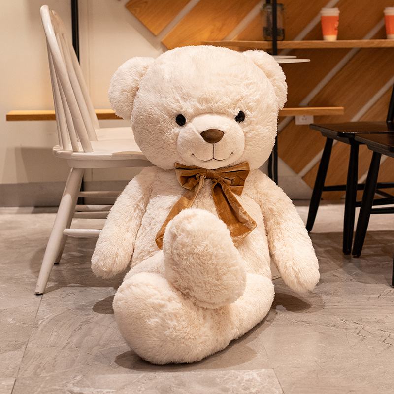 90cm New Teddy Bear Large Plush Stuffed Toys Doll Bow Tie Decorative Fabric Comfortable Girlfriend Sleeping Pillow Sofa Cushion