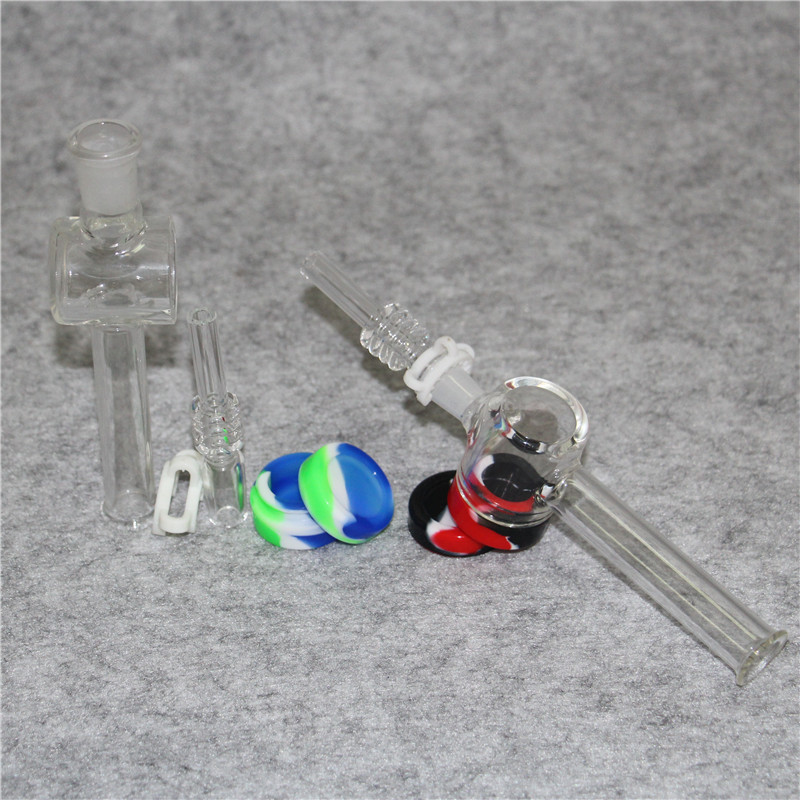 New Hookah Glass Nectar Pipe with 10mm 14mm Quartz Tips Keck Clip Silicone Container Reclaimer for Smoking