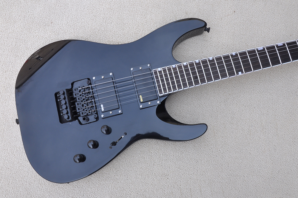 Black 6 Strings Guitar Electric With 24 Frets Rosewood Fretboard يمكن تخصيصها