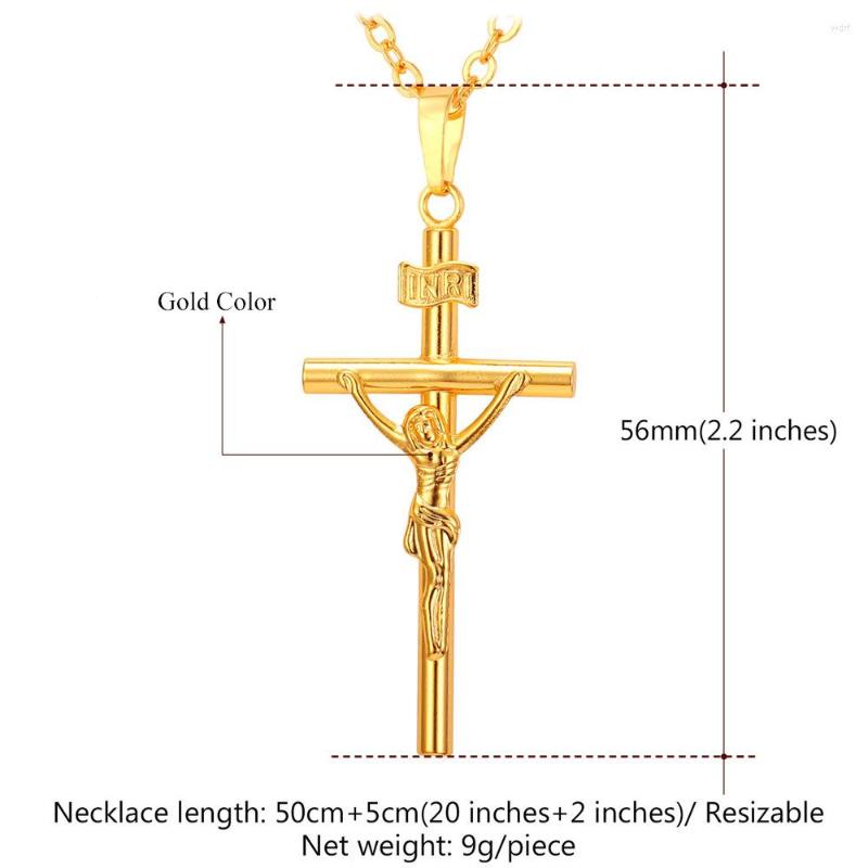 Colares Pingente Collare INRI Cruz Pendente Homens Jóias Ouro Prata Preto Cor Religiosa Christian Crucifixo Colar Mulheres P579265g