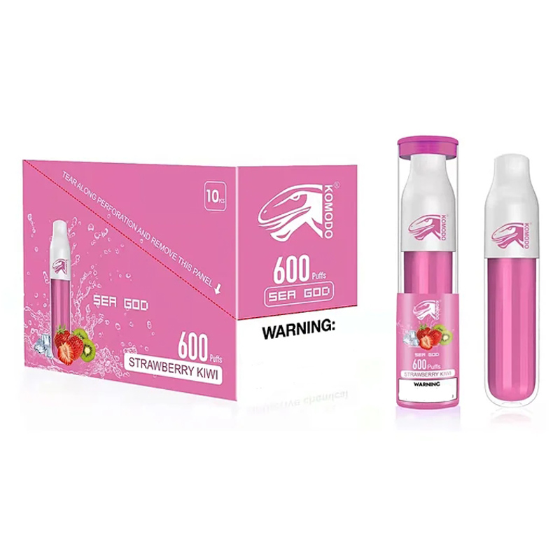 Komodo Mini Sea God 600 Puffs Vape Pen E Cigarette jetable avec batterie 400mAh et pod prérempli de 2 ml