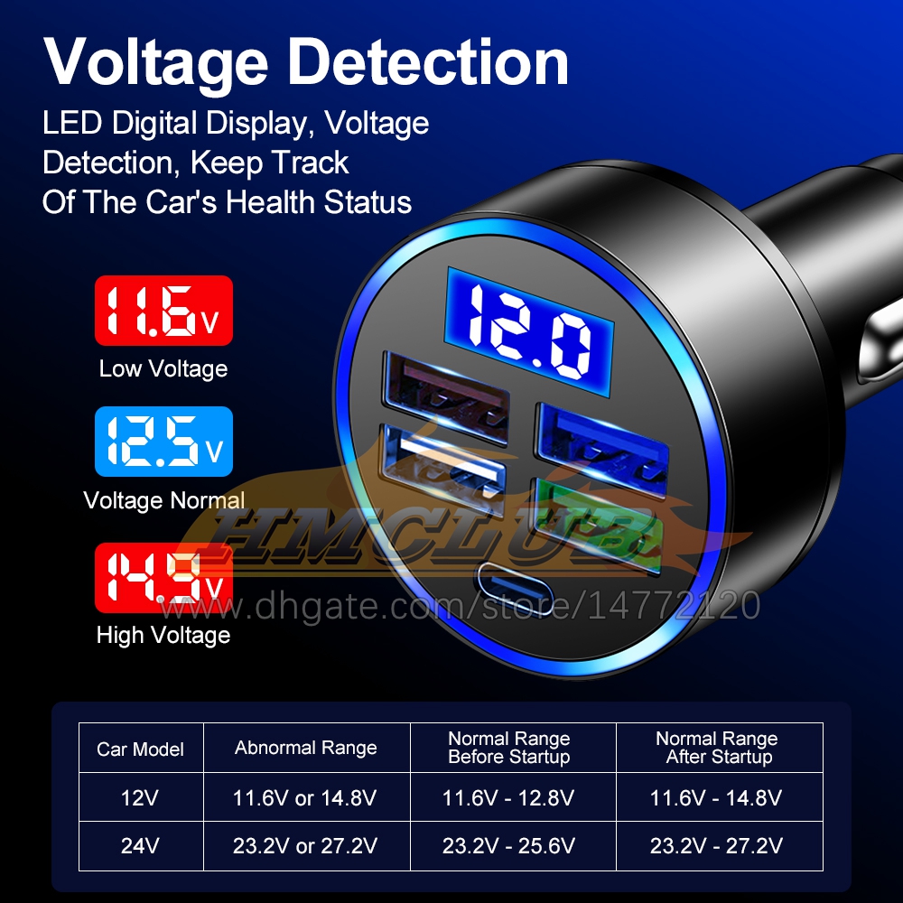 CC457 5V 3.1A PD CAR PHONE Charger USB Type C Charging Fast for Mobile Phone Adapter in Car Quick Charge 3.0 مع عرض رقمي