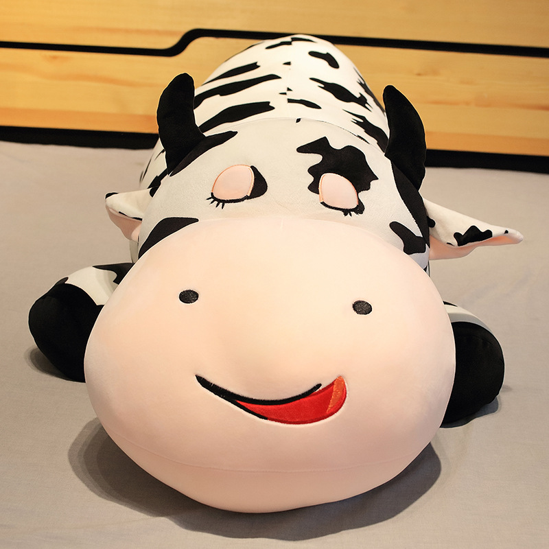 80-120 cm Riesengröße Liegende Kuh Weiches Plüsch Schlafkissen Gefüllte Niedliche Tier Rinder Plüschtiere für Kinder Schönes Baby Mädchen Geschenk