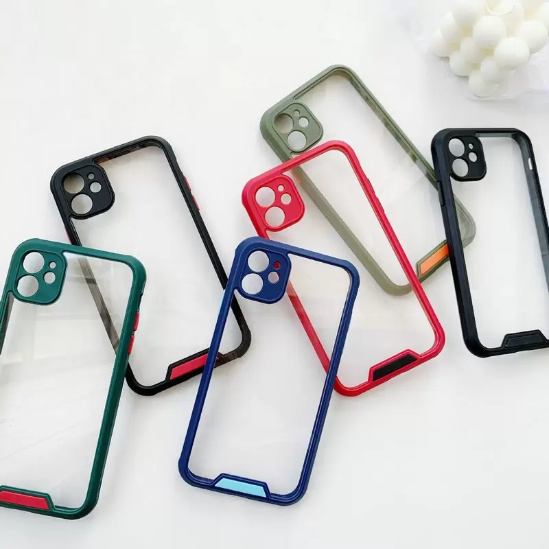 Armor Contrast Color Transparency Military Shockproof Phone Cases for iPhone 14 13 12 Mini 11 Pro Max 6 7 8 Plus XR XS X Premium Quality Clear Cellphone Back Cover