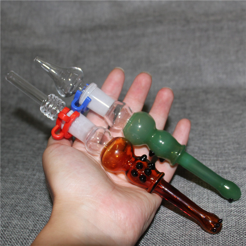 DHL Mini Nectar Bong Hookah Kit med 14mm Quartz Nail Tip Oil Rigs Nector Glass Pipe Concentrate Water Pipes