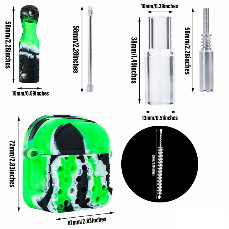 Kolorowy silikonowy w stylu szkolnym w stylu wielofunkcyjnym Zestaw suchym ziołem Tobacco Filtr Catcher Taster Bat One Hitter Hookah Bong Rigs Paznokcie Gwóźdź