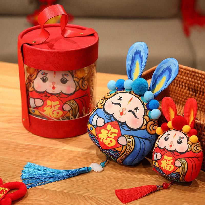 Immagine dell'intangibile patrimonio culturale di Beijing Peluche di peluche di coniglio Collezione mascotte di bambole a peluche tradizionale