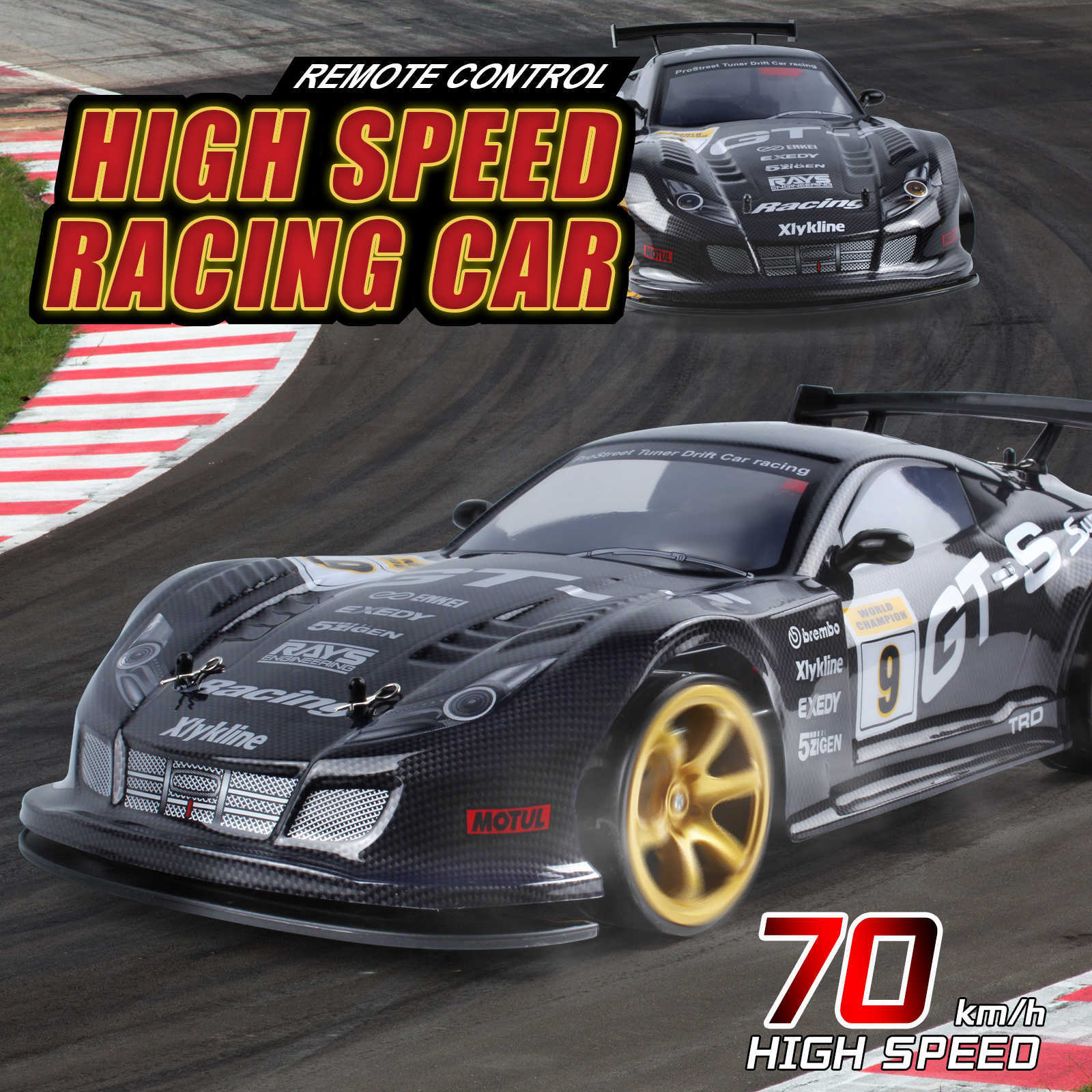 Electric/RC Car 1 10 4WD Remote Control 70km/h High Speed Drift Racing Simulation GTR Toy Off-road Rc Kids Toys T221214