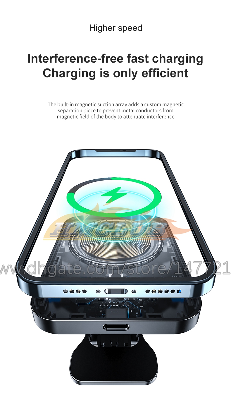 CC401 Magnetic Car Wireless Chargers Qi Phone Charger Wireless Air Vent for iphone 12 13 Mini Pro Magnet Wireless Charger 15W