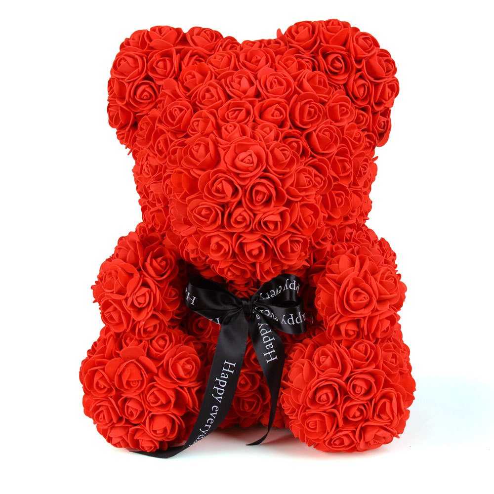 Rose Bear Novo Dia dos Namorados Presentes 25 cm Ursos de flores Artificial Decorações florais Presente do Dia da Mãe para Festival de Namorada e Festas de Festa