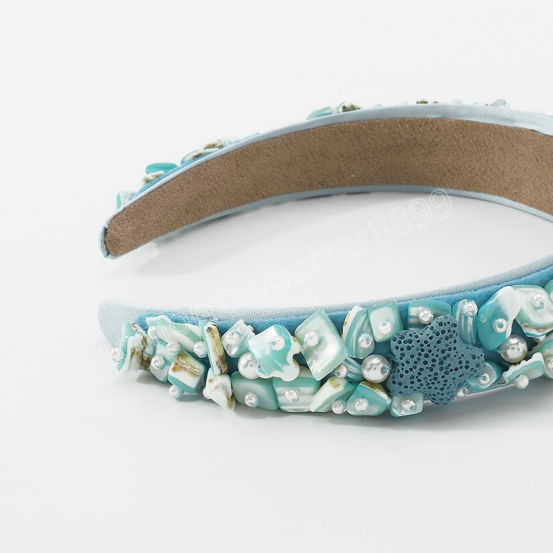 Fashion Bohemia Shell Stone Blue White Yellow Starfish Headband With Pearls Beach Hairband For Women Accessories Jewelry