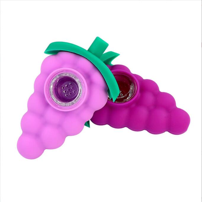 Latest Oil Burner Silicone Pipes Glass Bowl Grape Shape Hand Tobacco Smoking water Pipe Dry Herb For Silicon Bong Bubbler
