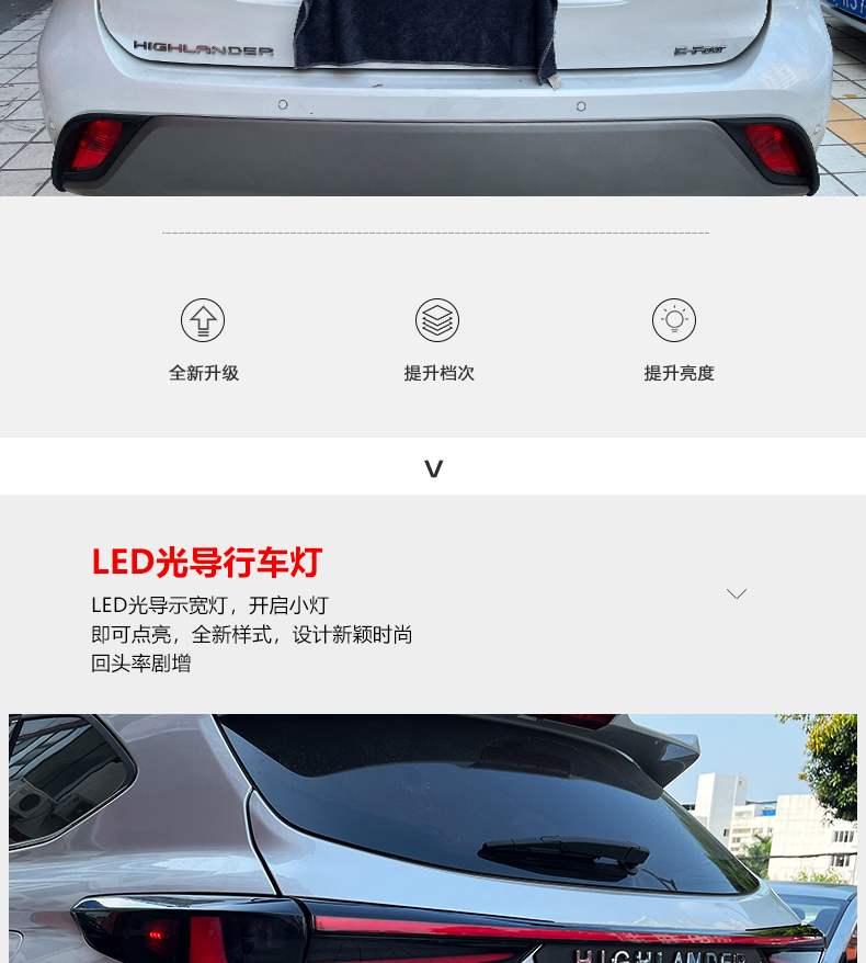 Toyota Highlander LED 테일 라이트 브레이크 리버스 주차장 러닝 리어 램프 스 트리머 회전 신호 조명을위한 자동차 미등 어셈블리