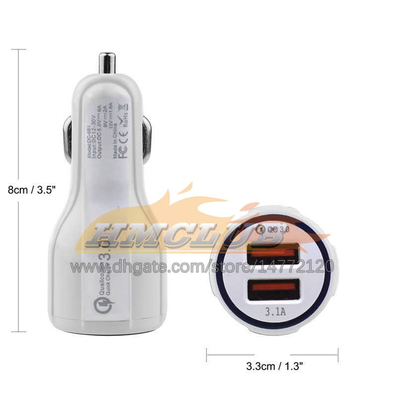 CC477 Carros úteis Carregador USB Quick Charge 3.0 para telefones celulares cobranças USB Dual QC 3.0 Adaptador de carregamento rápido Mini Cargadores de carro