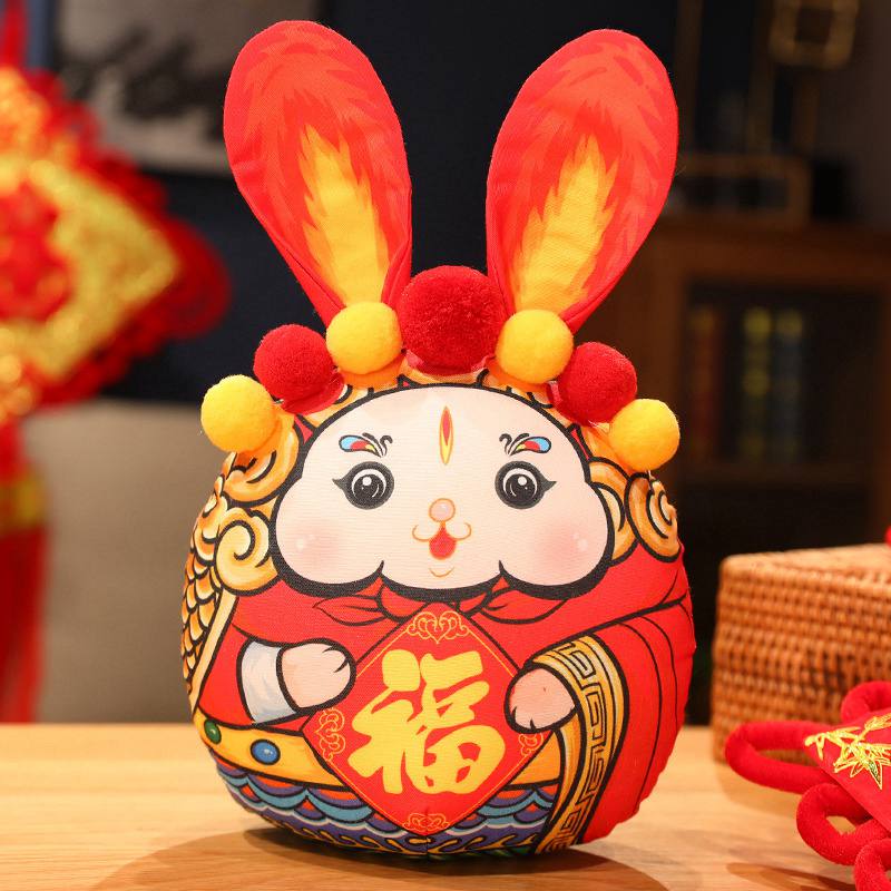 Pekin'in Somut Olmayan Kültürel Miras Tavşan Peluş Oyuncak Yumuşak Dolgulu Bebek Maskot Koleksiyonu Geleneksel El Sanatları