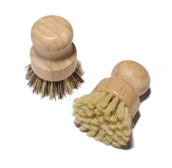 Brosses à récurer la vaisselle en bambou épurateurs de nettoyage en bois de cuisine pour laver la casserole en fonte Poils en sisal naturel SN527