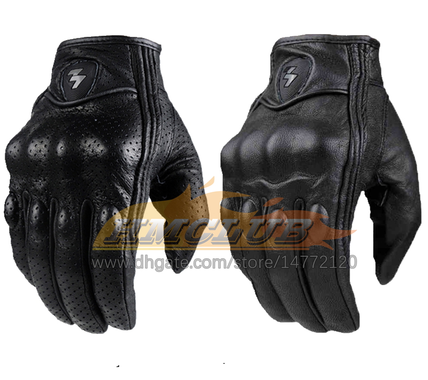 ST681 Motorcycle Gloves Motorbike Driving Cycling Retro Pursuit Perforated Real Leather Moto Protective Gears Motocross Glove